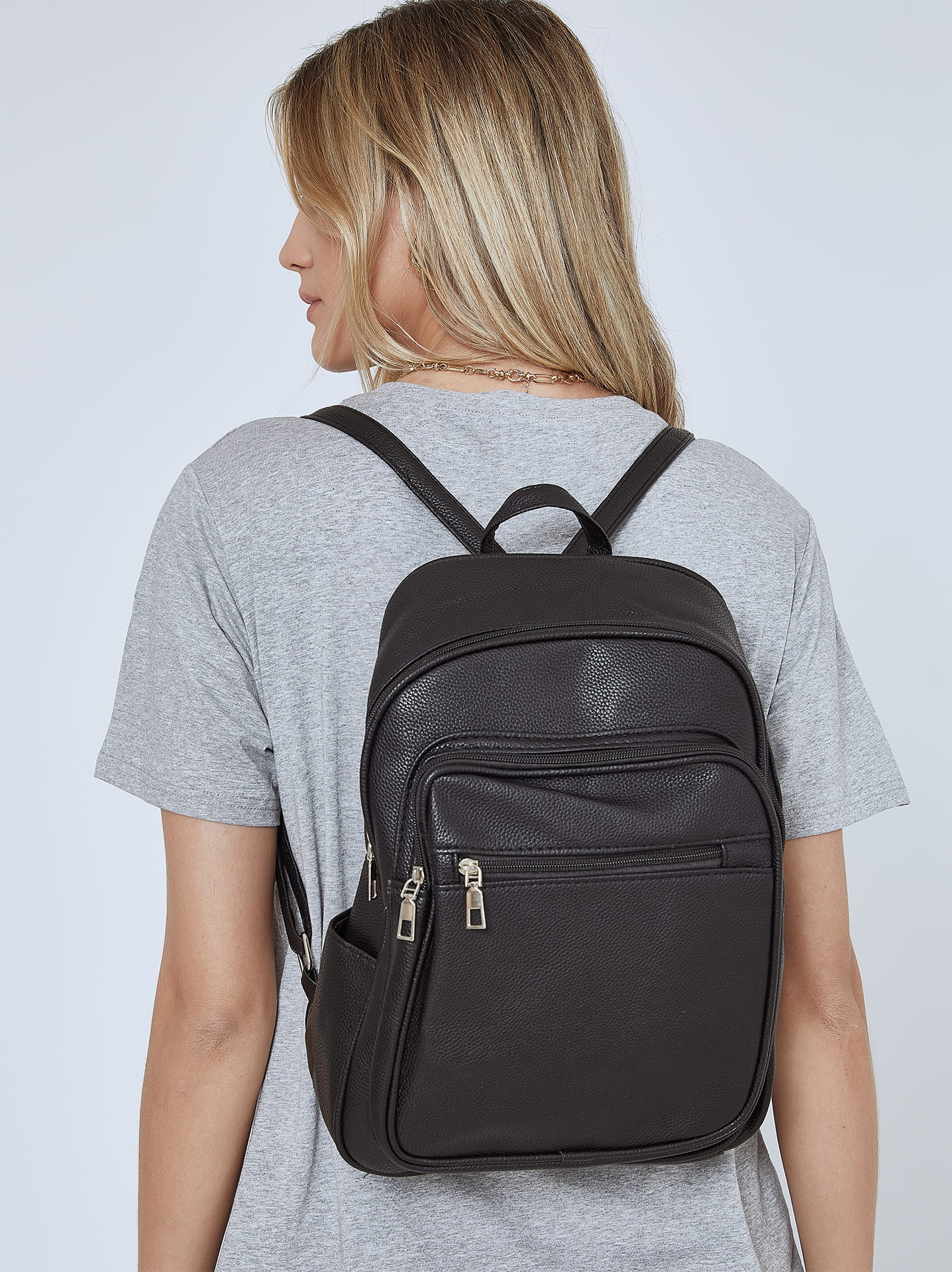 Leather effect backpack best sale