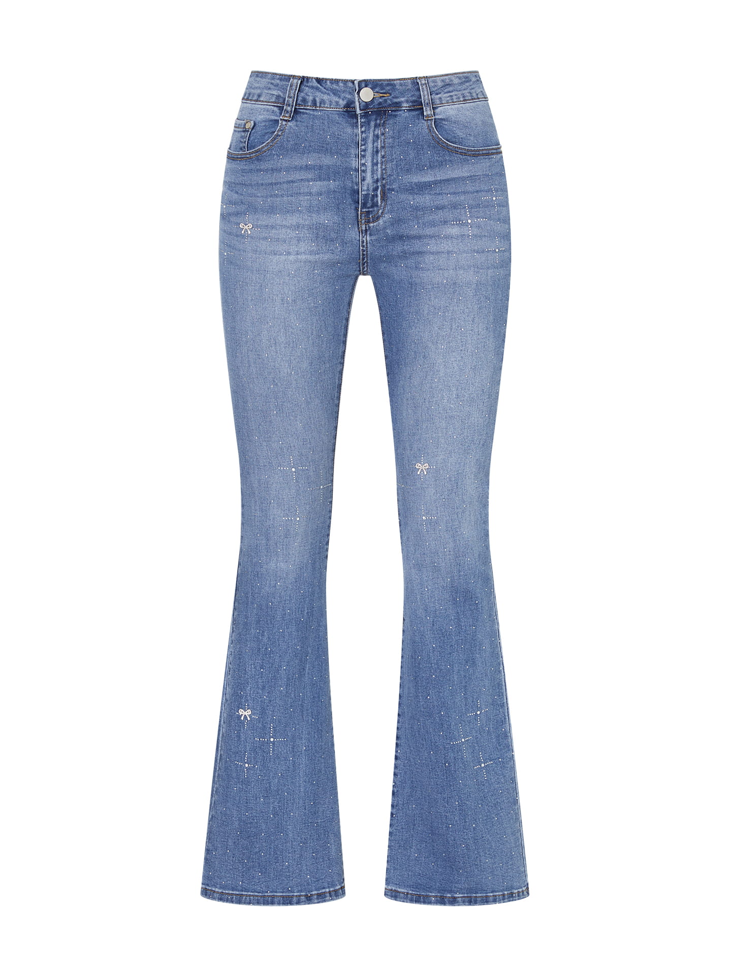 Flare jeans with strass details in light blue, 19.99