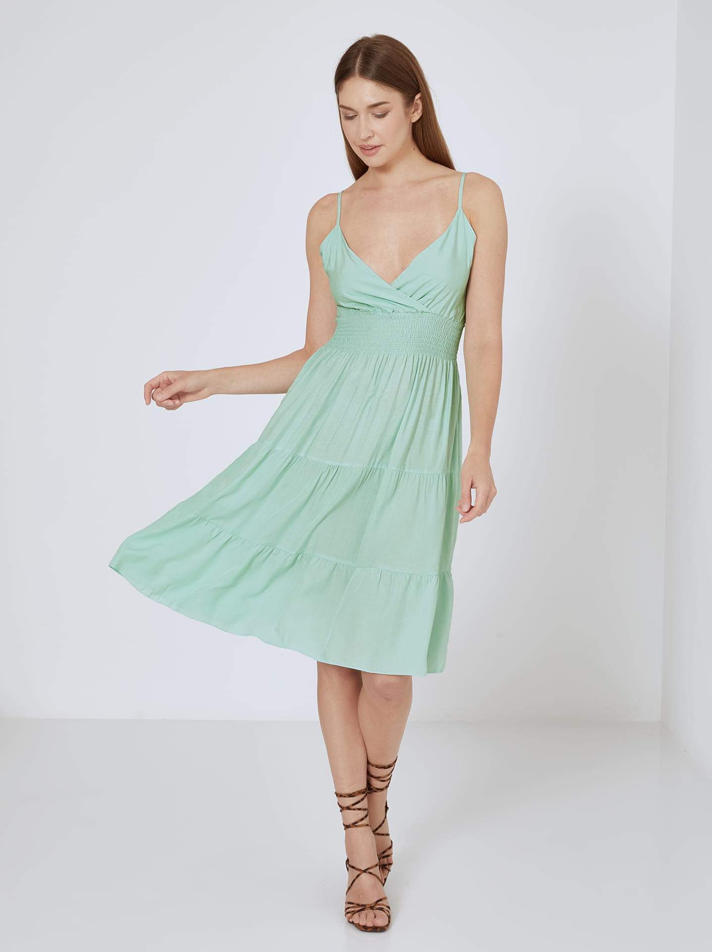 almond green dress Heavy Hearted Satin Maxi Dress main image 1