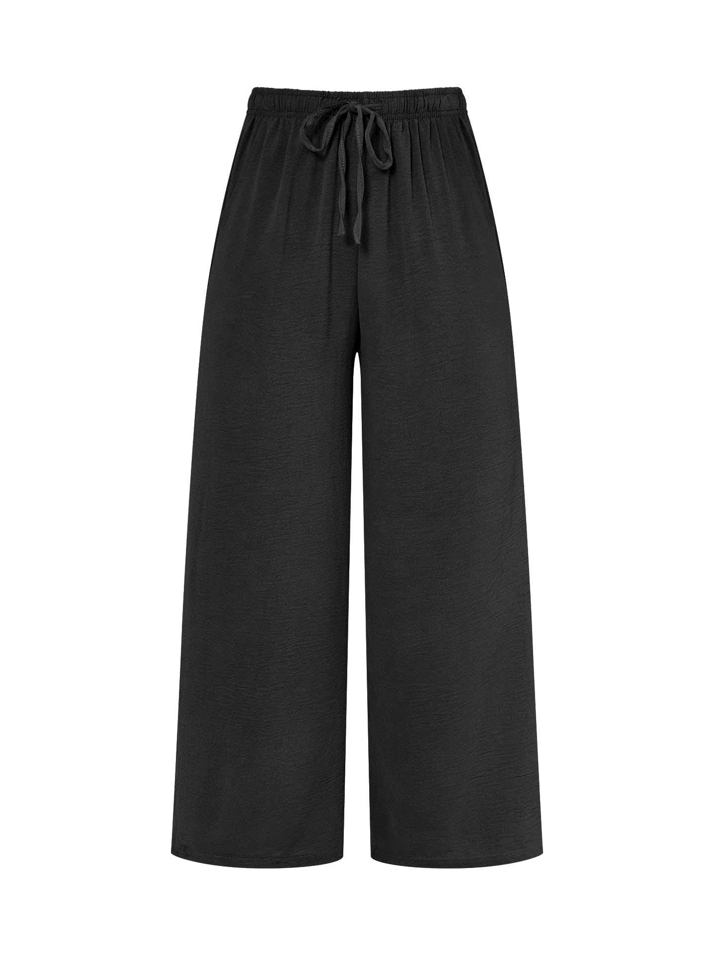 Wide leg trousers with tie in black, 4.99€ | Celestino
