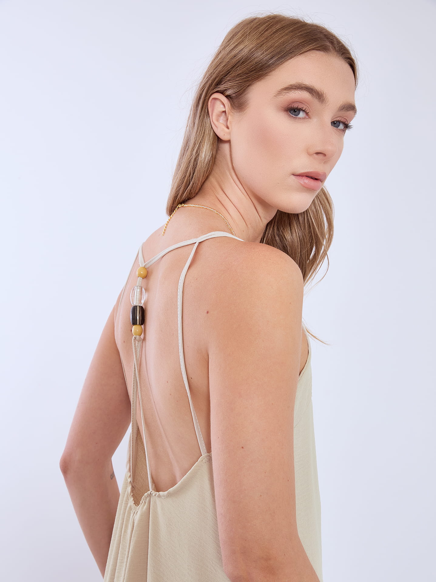 karen millen beaded embellished woven maxi dress Women's Isla A-line Side Slit Mesh Maxi Dress XS/S/M/L/XL Beige MEAN BLVD Beige / L