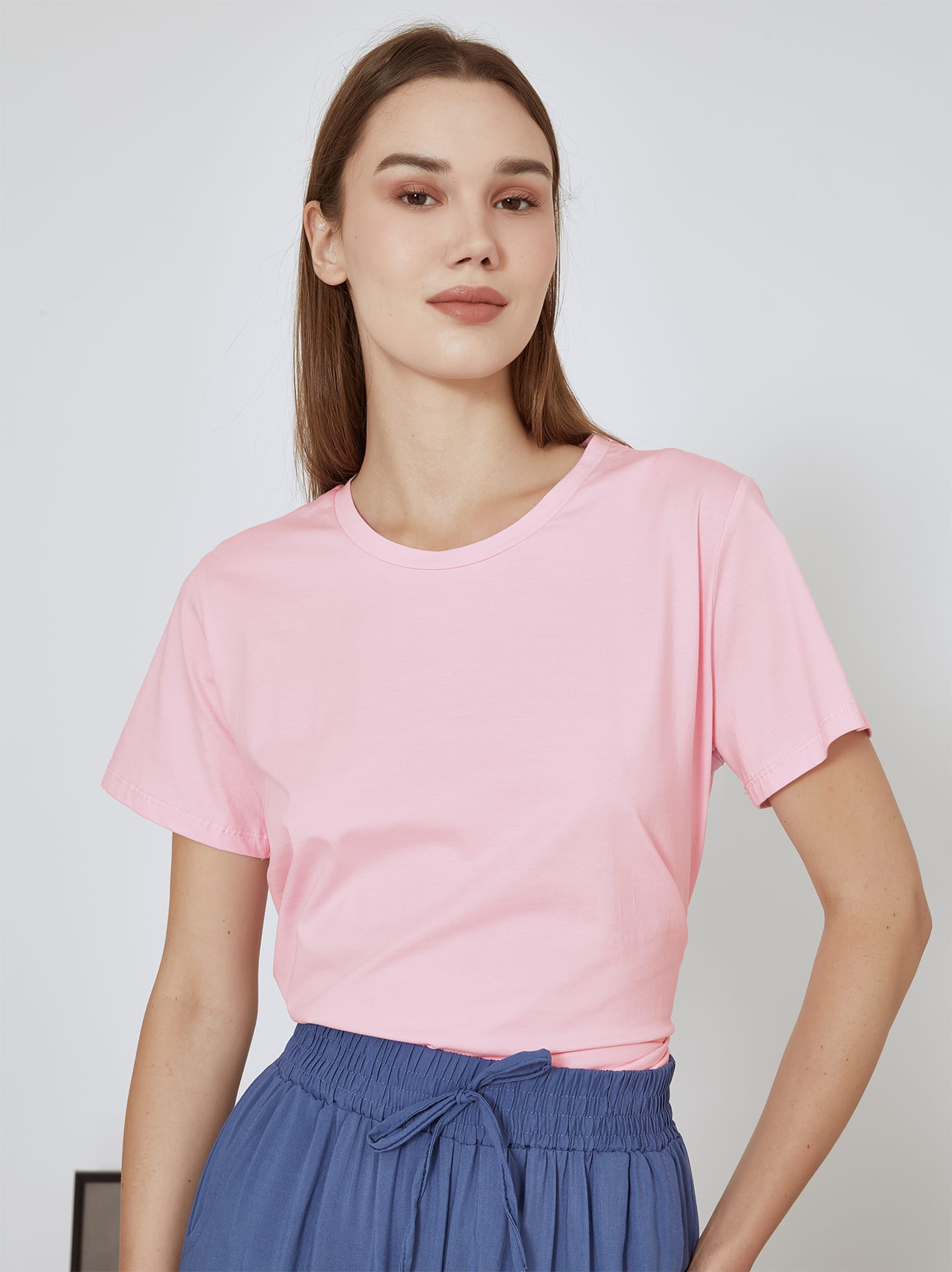 T-shirt με βαμβάκι σε ροζ