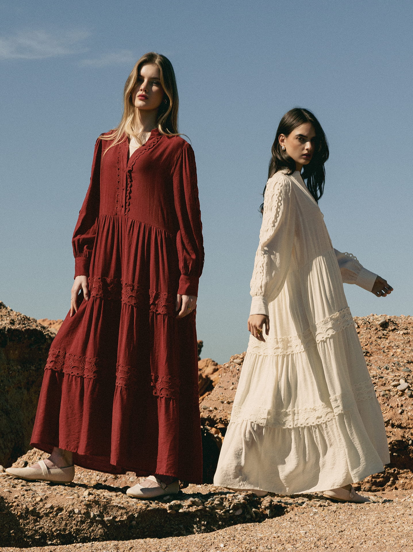 Boho μαξι φόρεμα με κέντημα