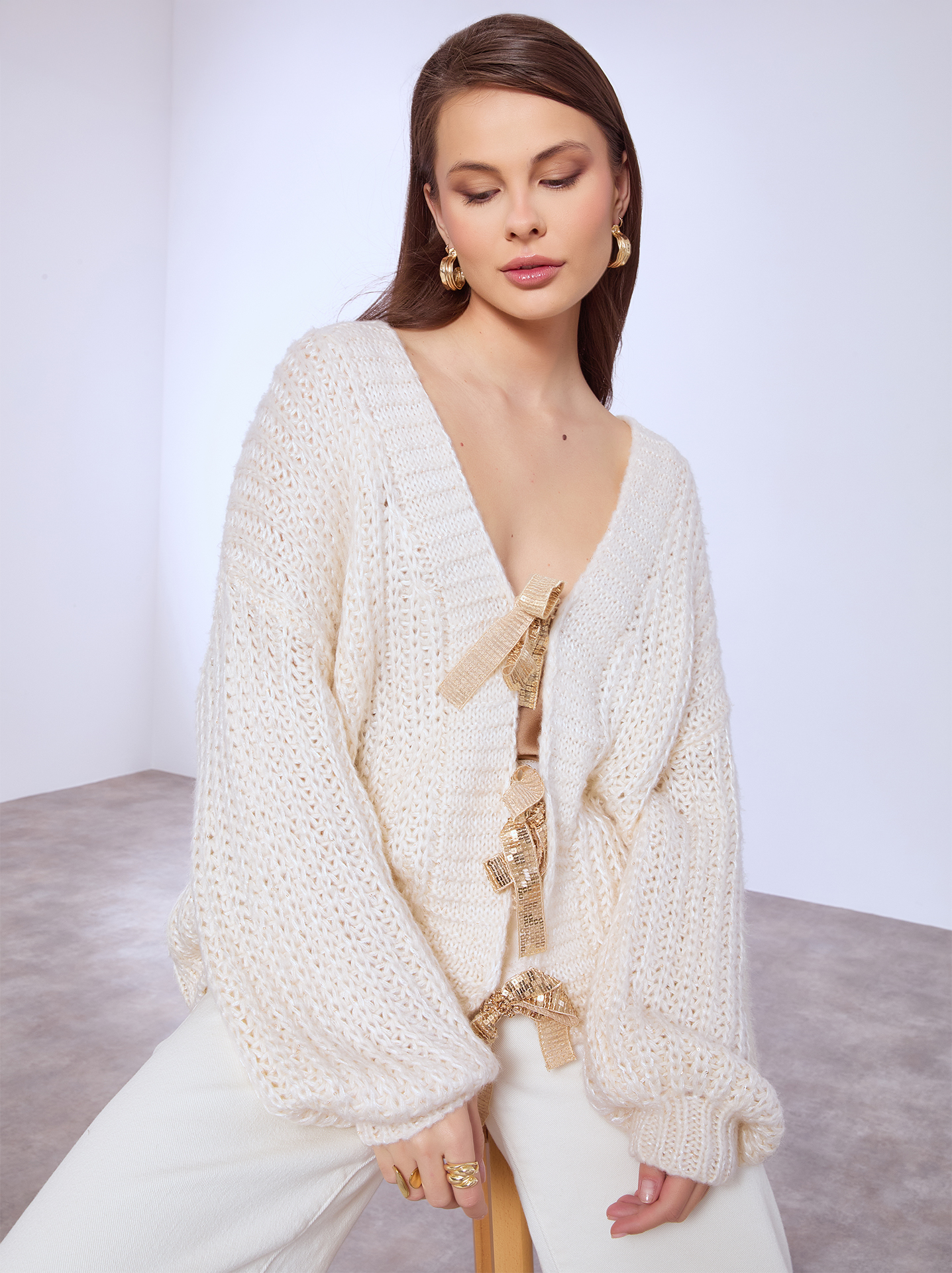 Chunky ζακέτα με δεσίματα