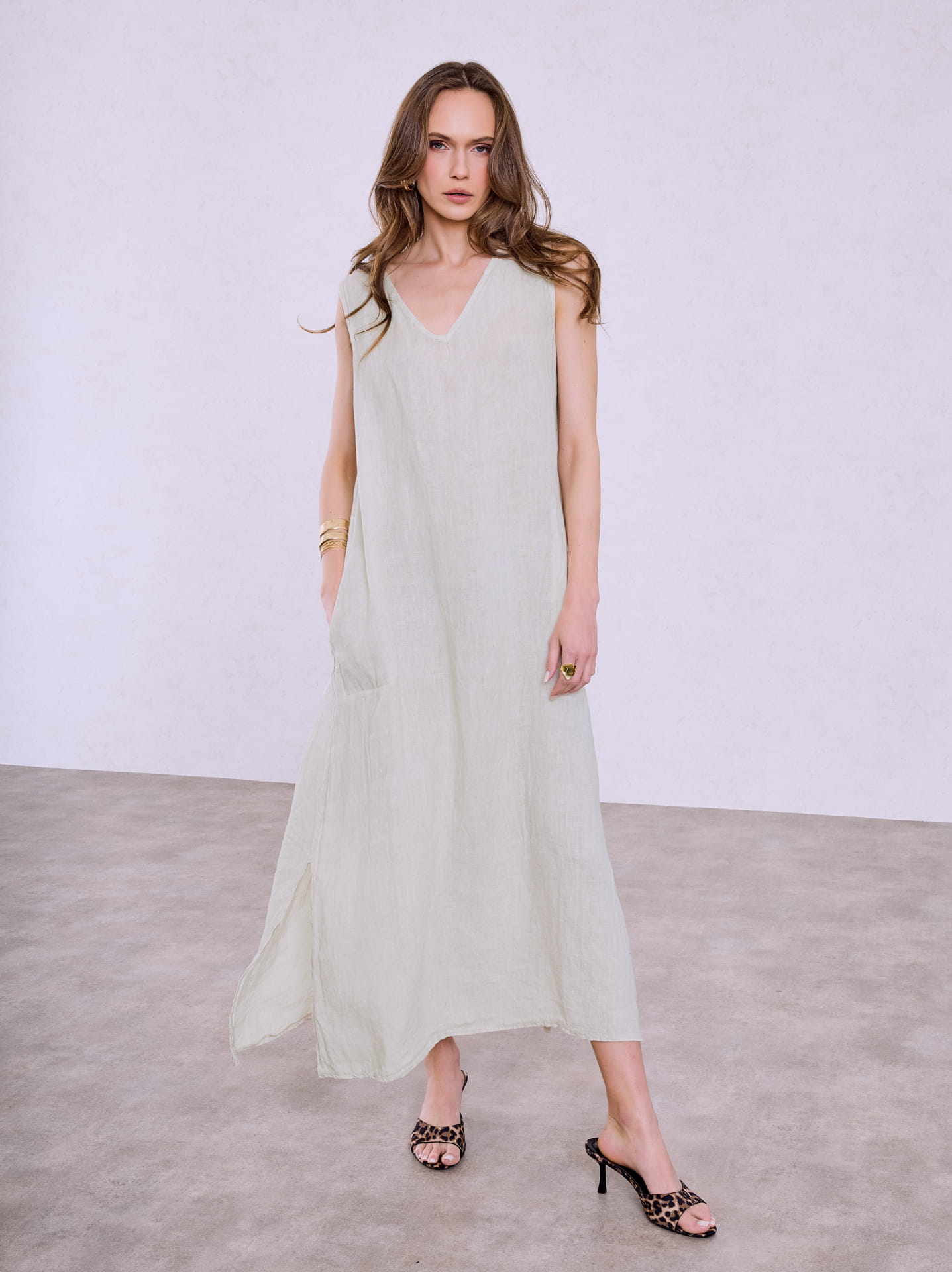 linen maxi dress beige Beige Linen Maxi Dress – Maleve Official main image 1