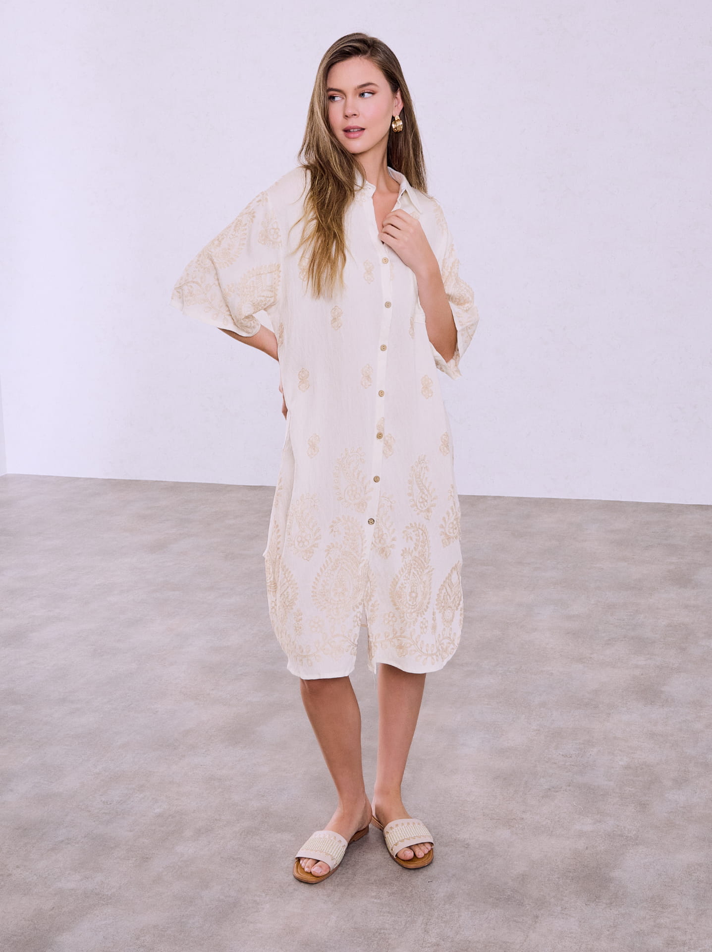 beige long sleeve dress midi Beige Ribbed Long Sleeve Sweater Midi Dress main image 0