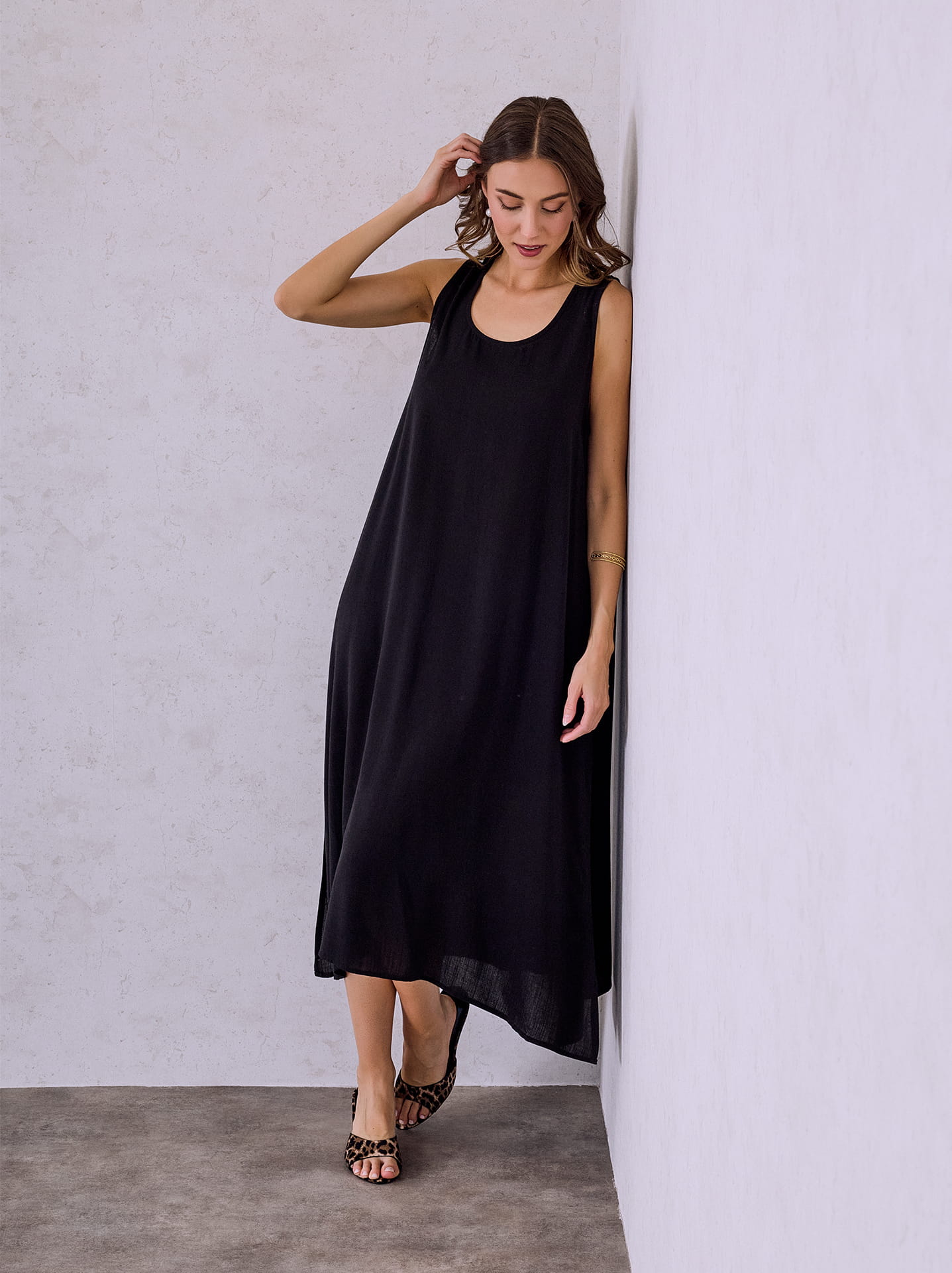 halter plain mini a-line pinafore dress New Age Halter Neck Pinafore Midi Dress main image 0