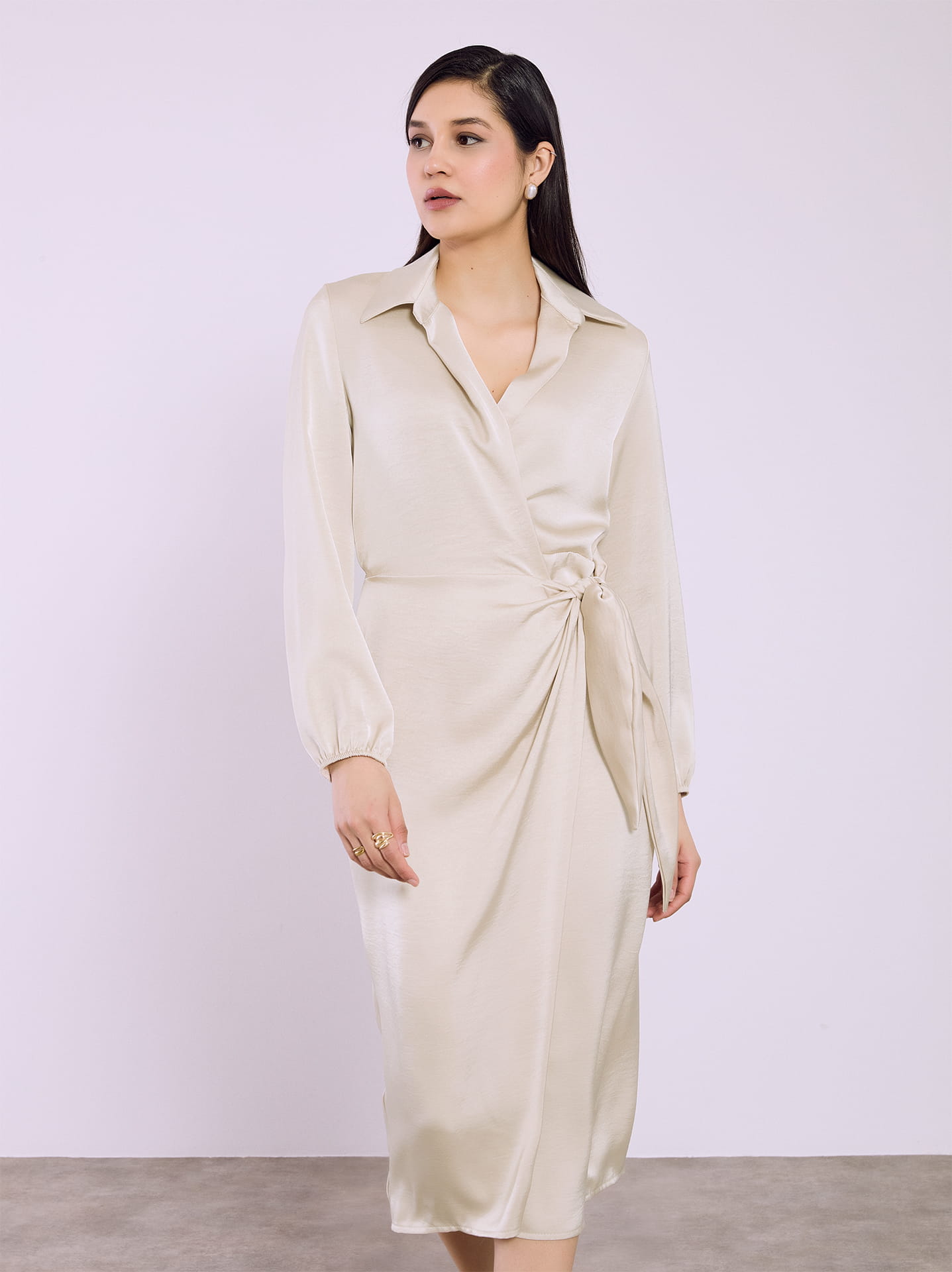 princess polly baby blue dress Kate Nursing Wrap Sweater Dress | Oat main image 1