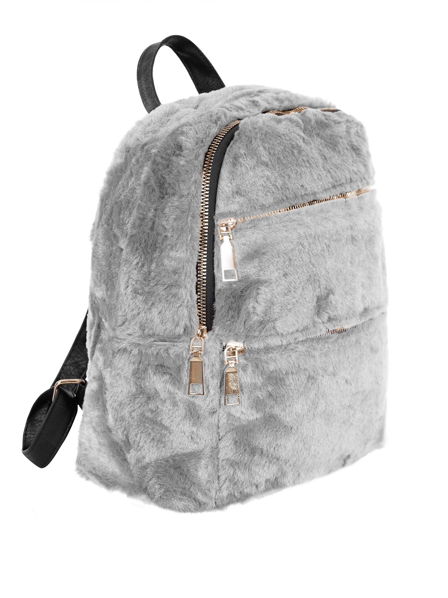 Faux Fur Gray Backpack Silver Fox Fur Backpack - 100% Real Fur Coats - Haute Acorn main image 2
