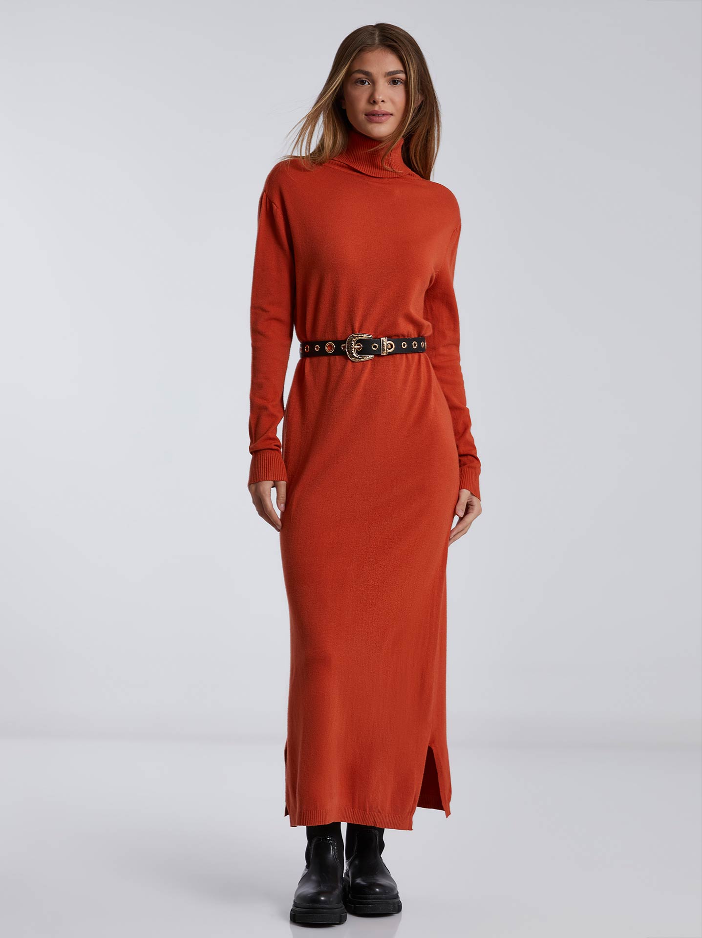 Orange turtleneck dress hotsell