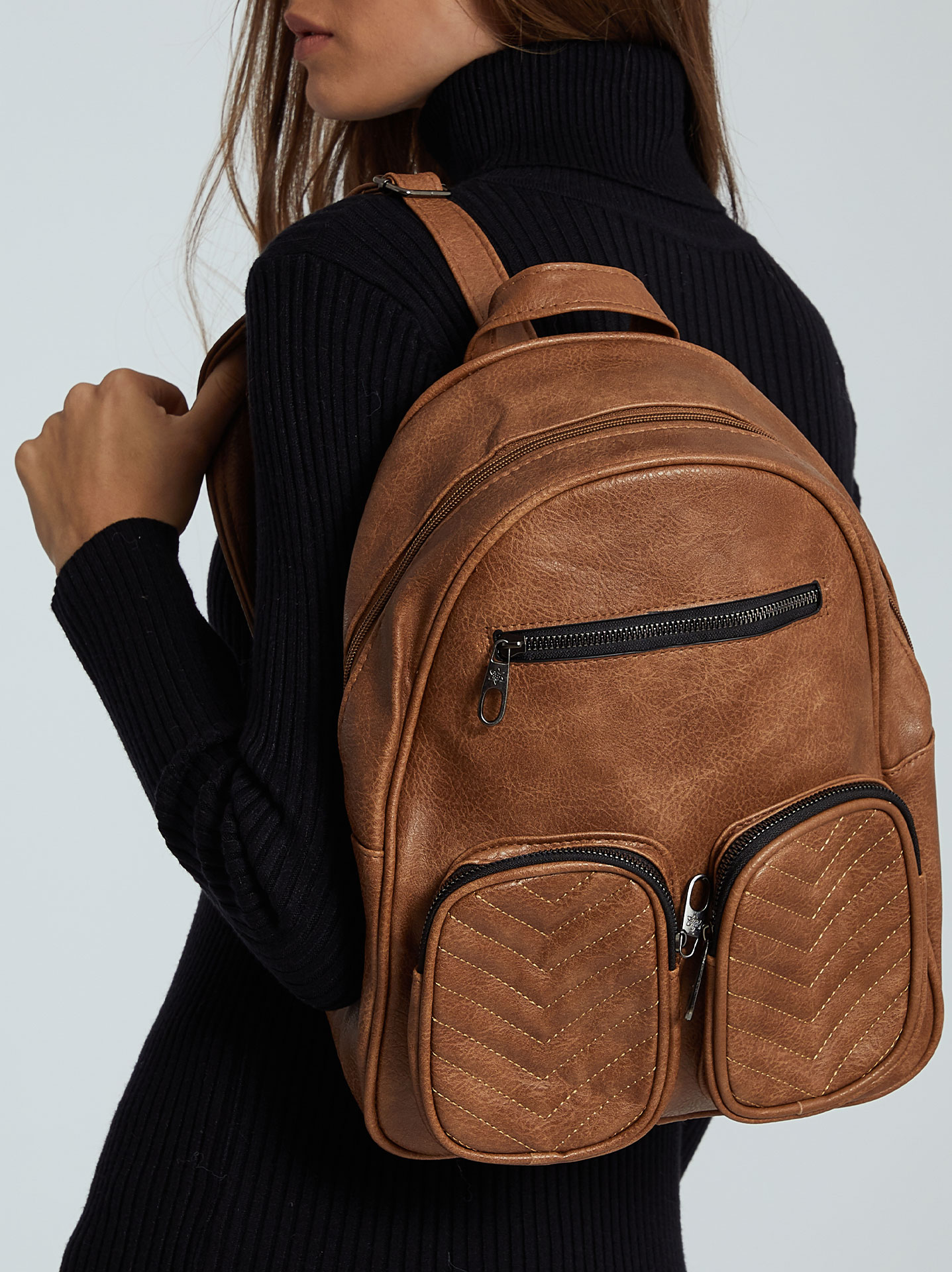 leather effect backpack