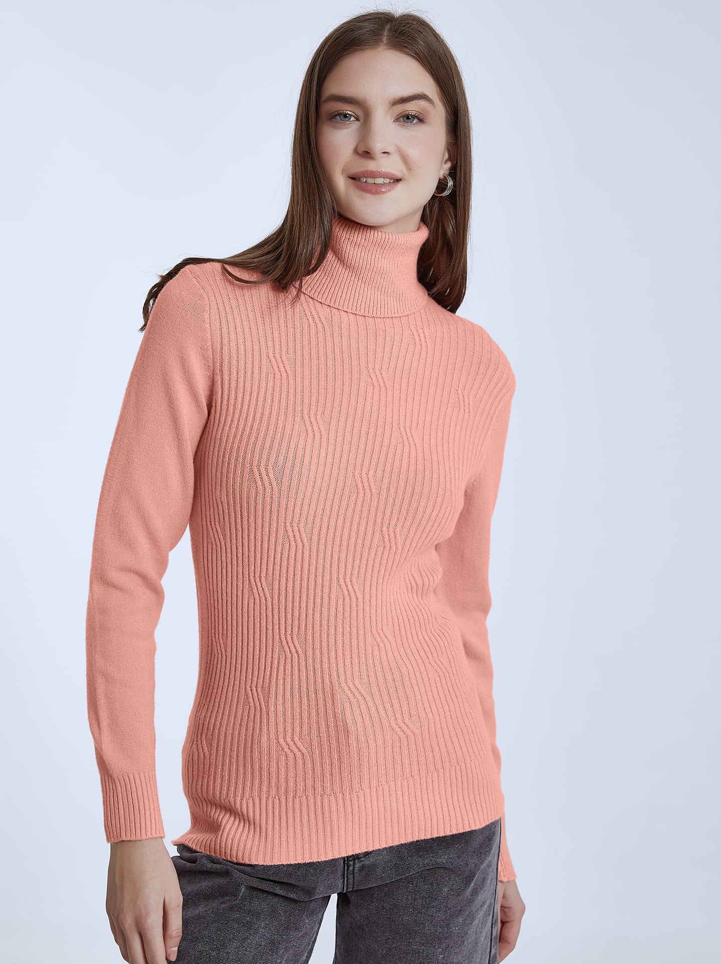 Pink shop ribbed turtleneck