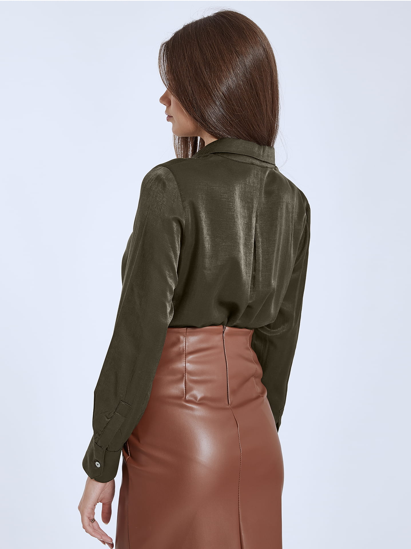 Shirt with side slits in dark khaki | Celestino