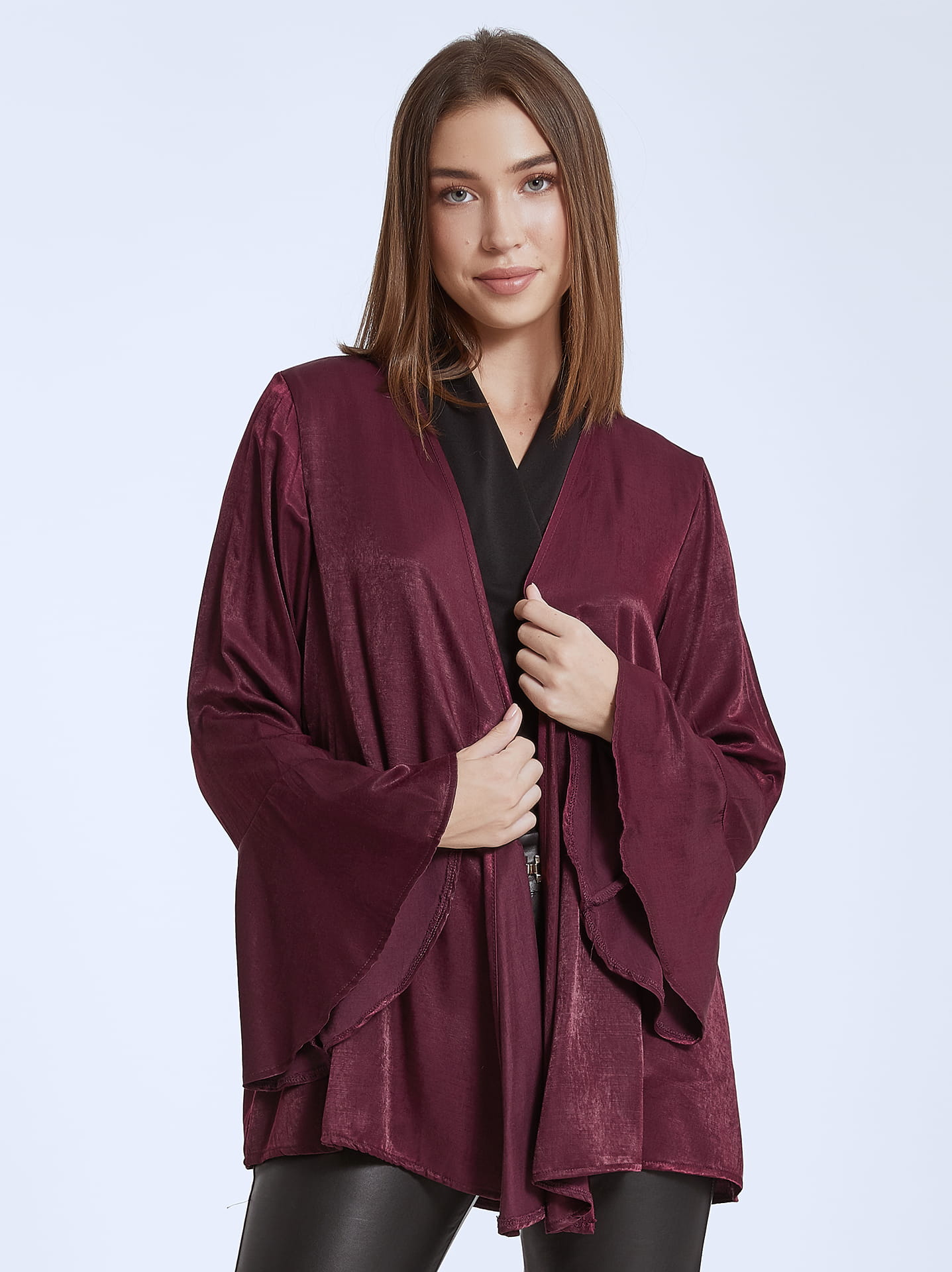 Satin cardigan in dark purple Celestino