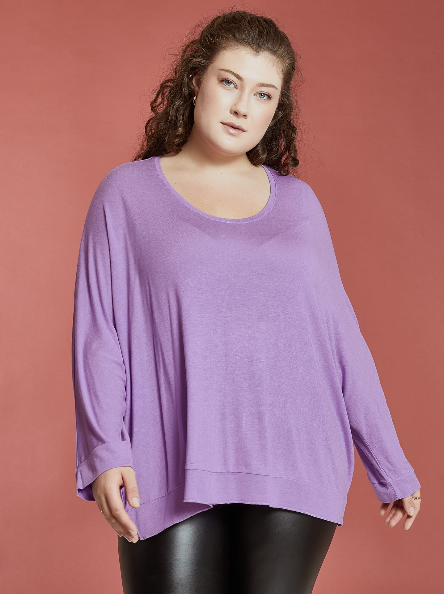 ASOS DESIGN oversized viscose shirt with half sleeve in lilac, ASOS
