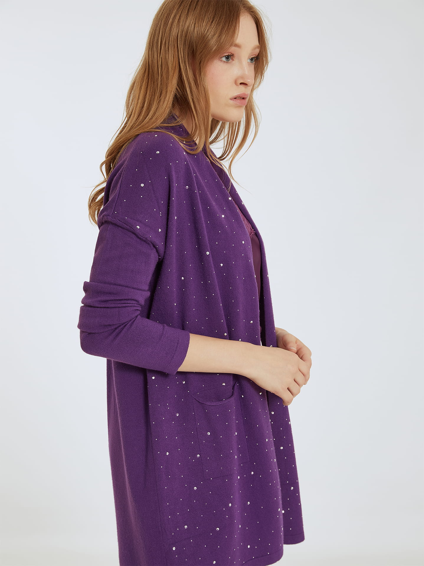 Cardigan with strass in dark purple 24.99 Celestino