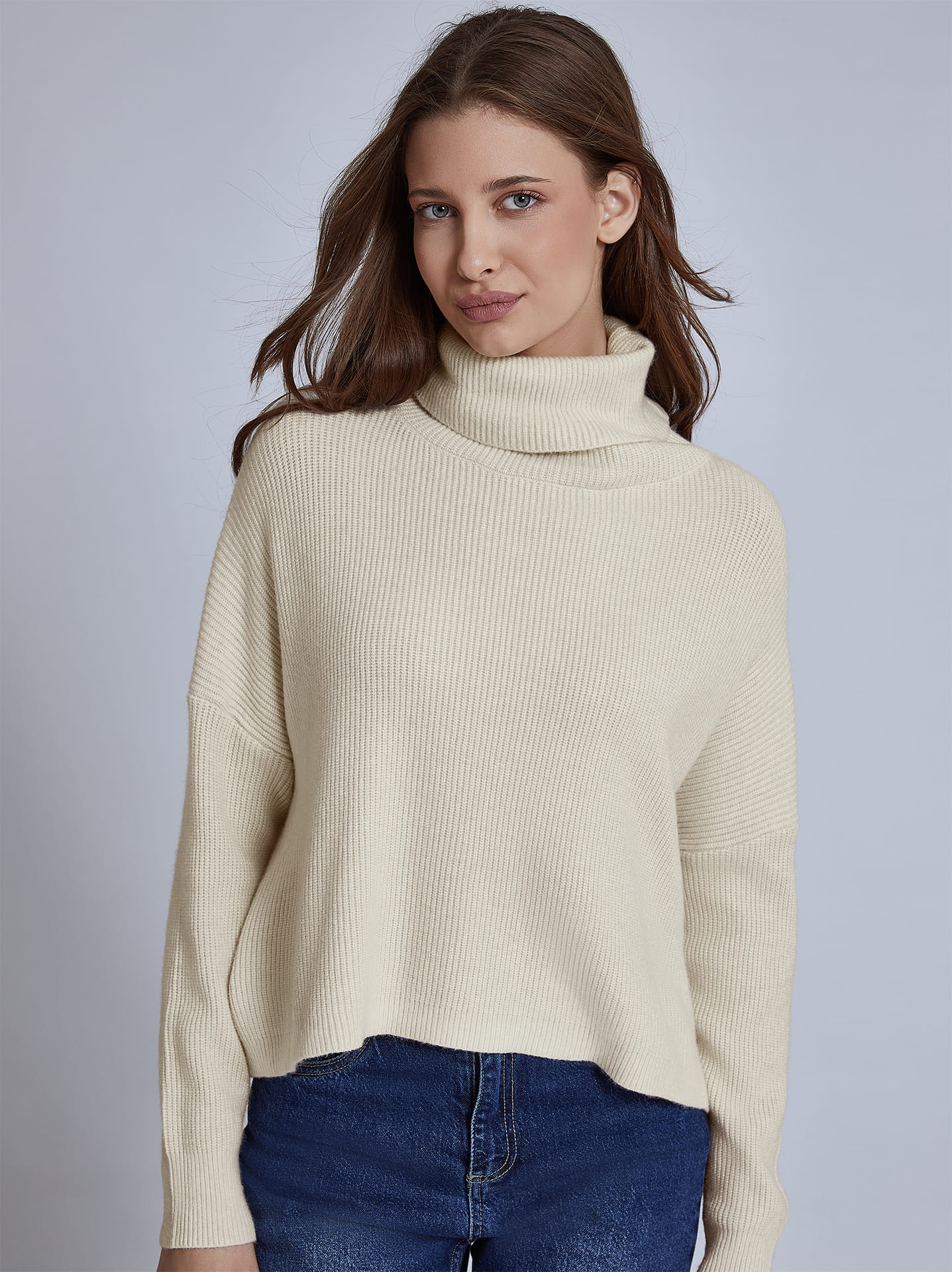 Ribbed on sale cream turtleneck