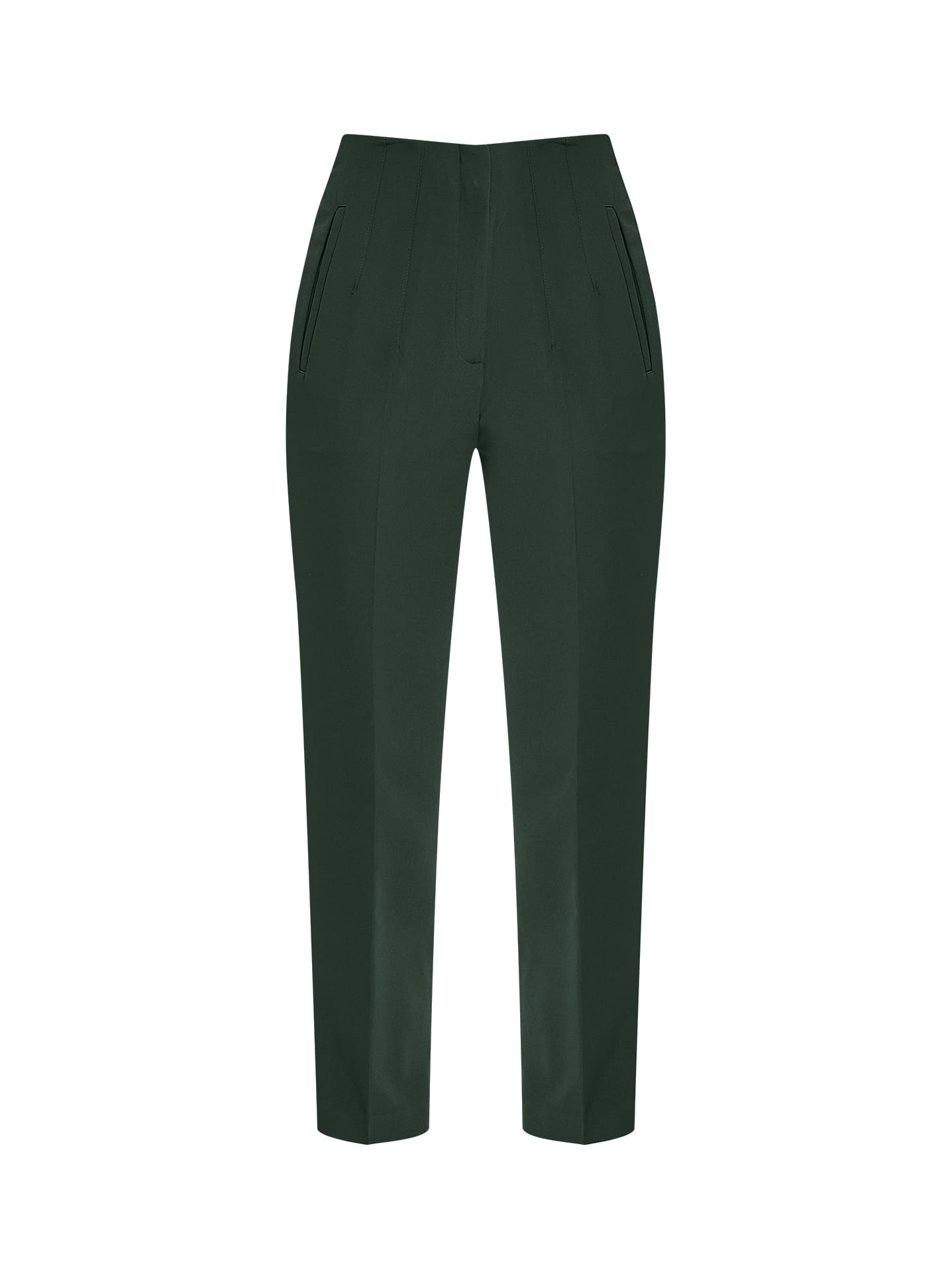 Curvy pants with high waist, Dark Green