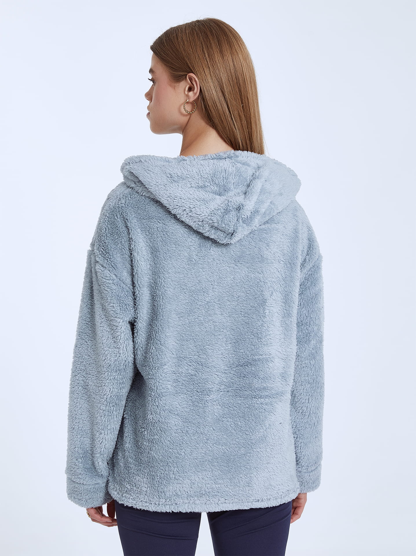 Fluffy blue outlet hoodie