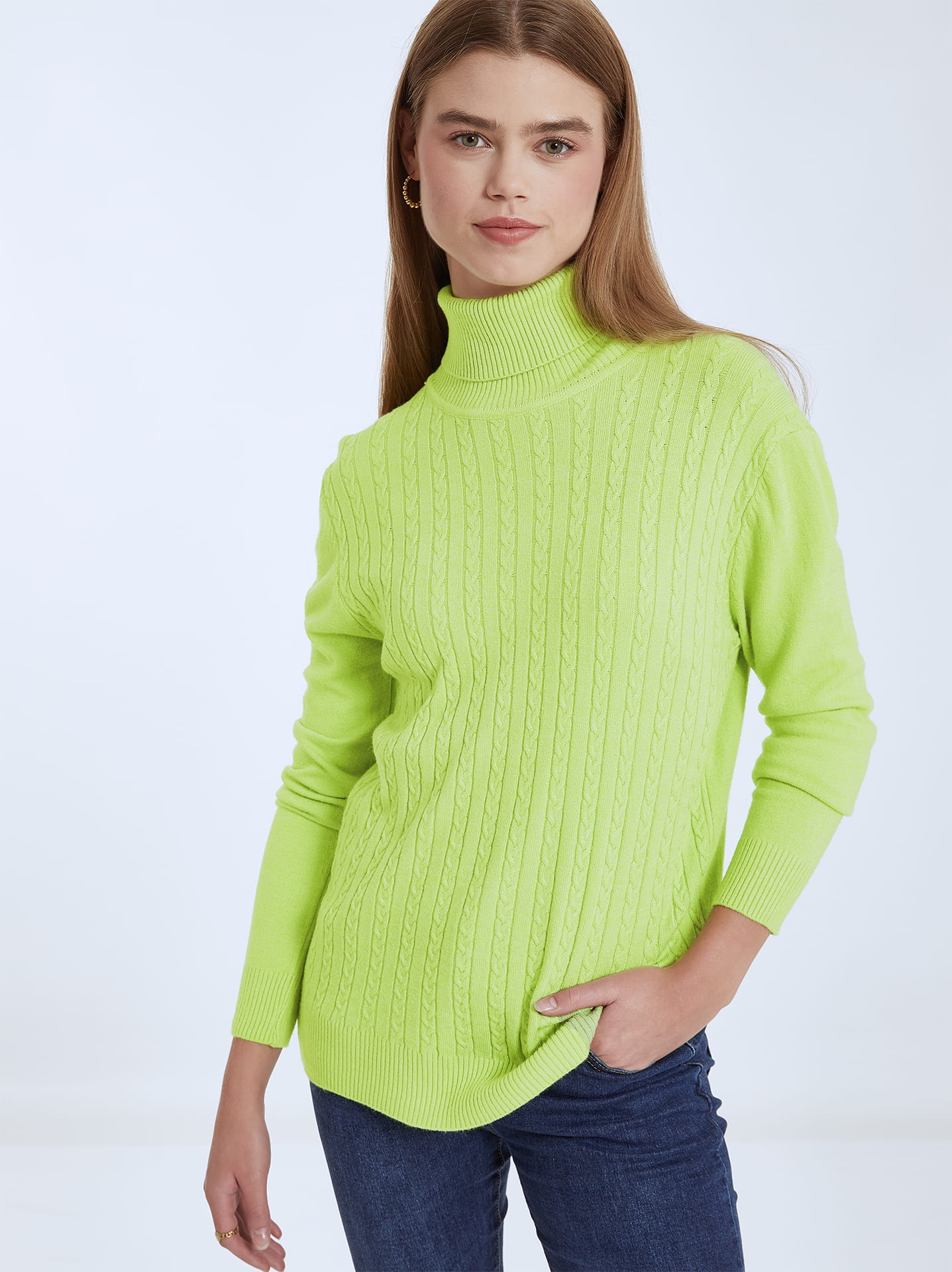 Womens lime hot sale green turtleneck