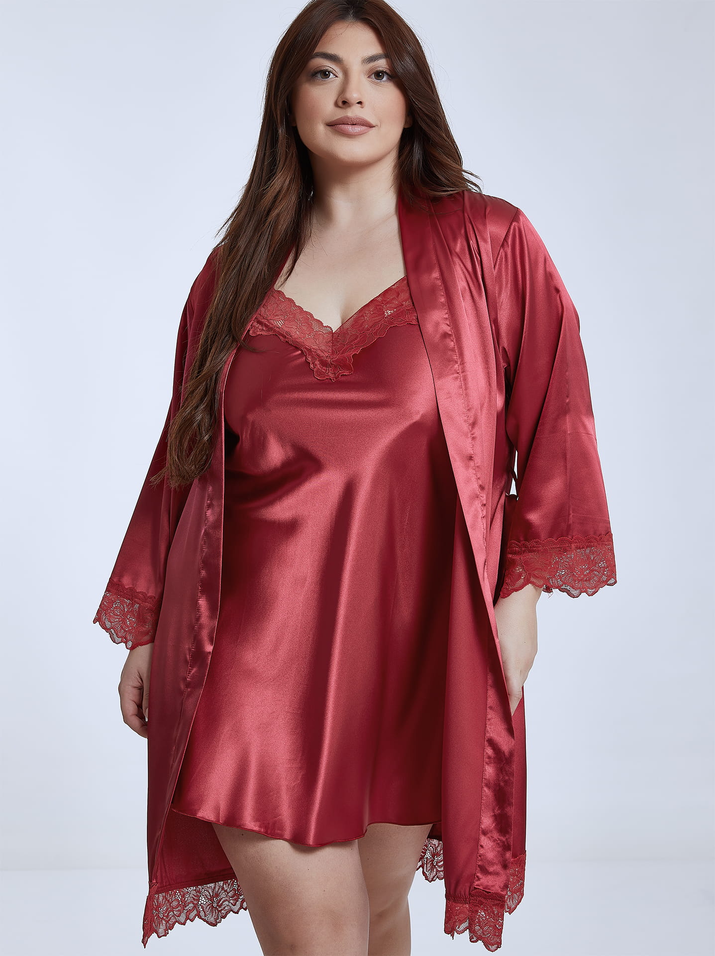Red long nightgown with frastaglio