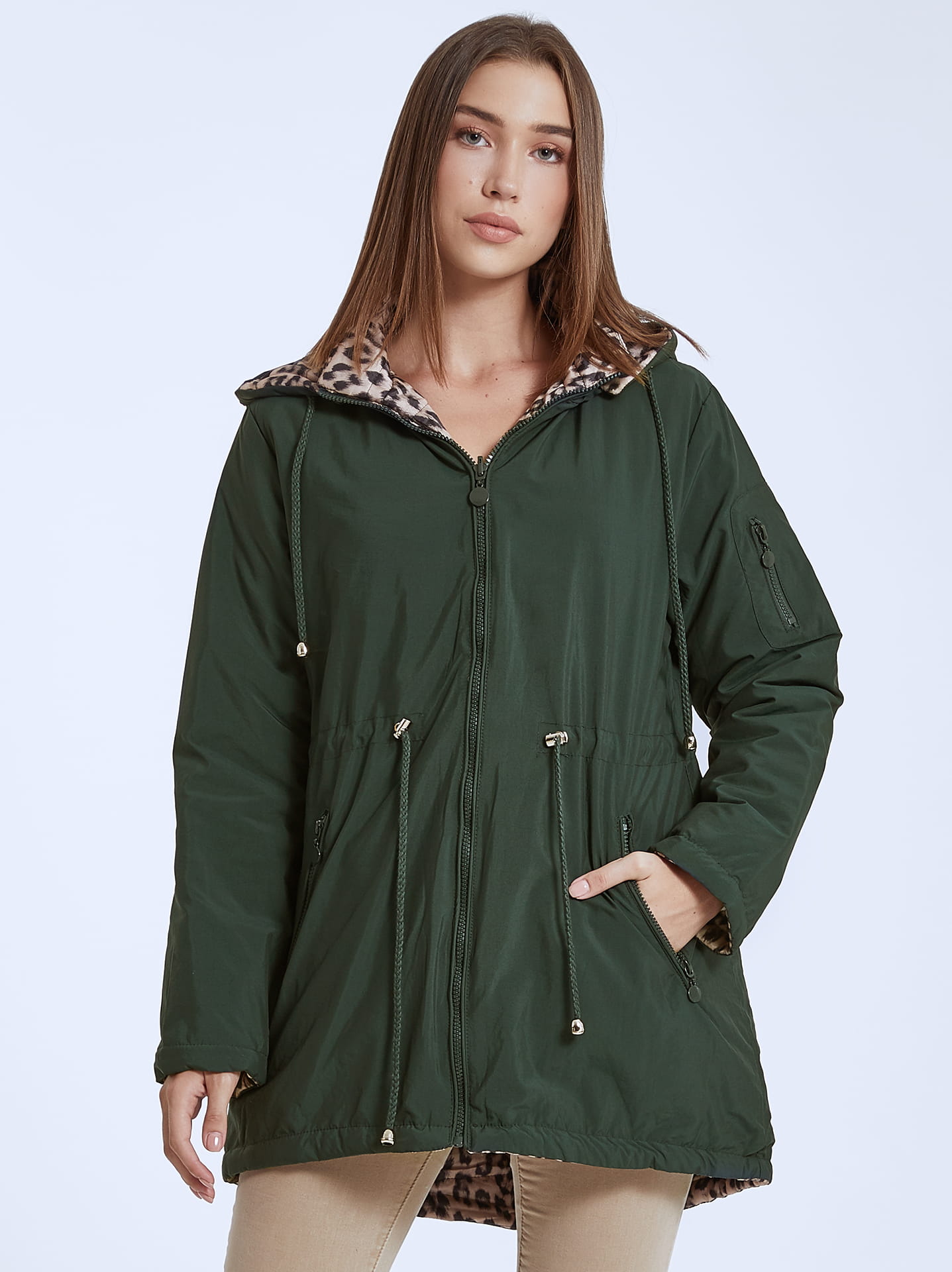 double faced jacket green
