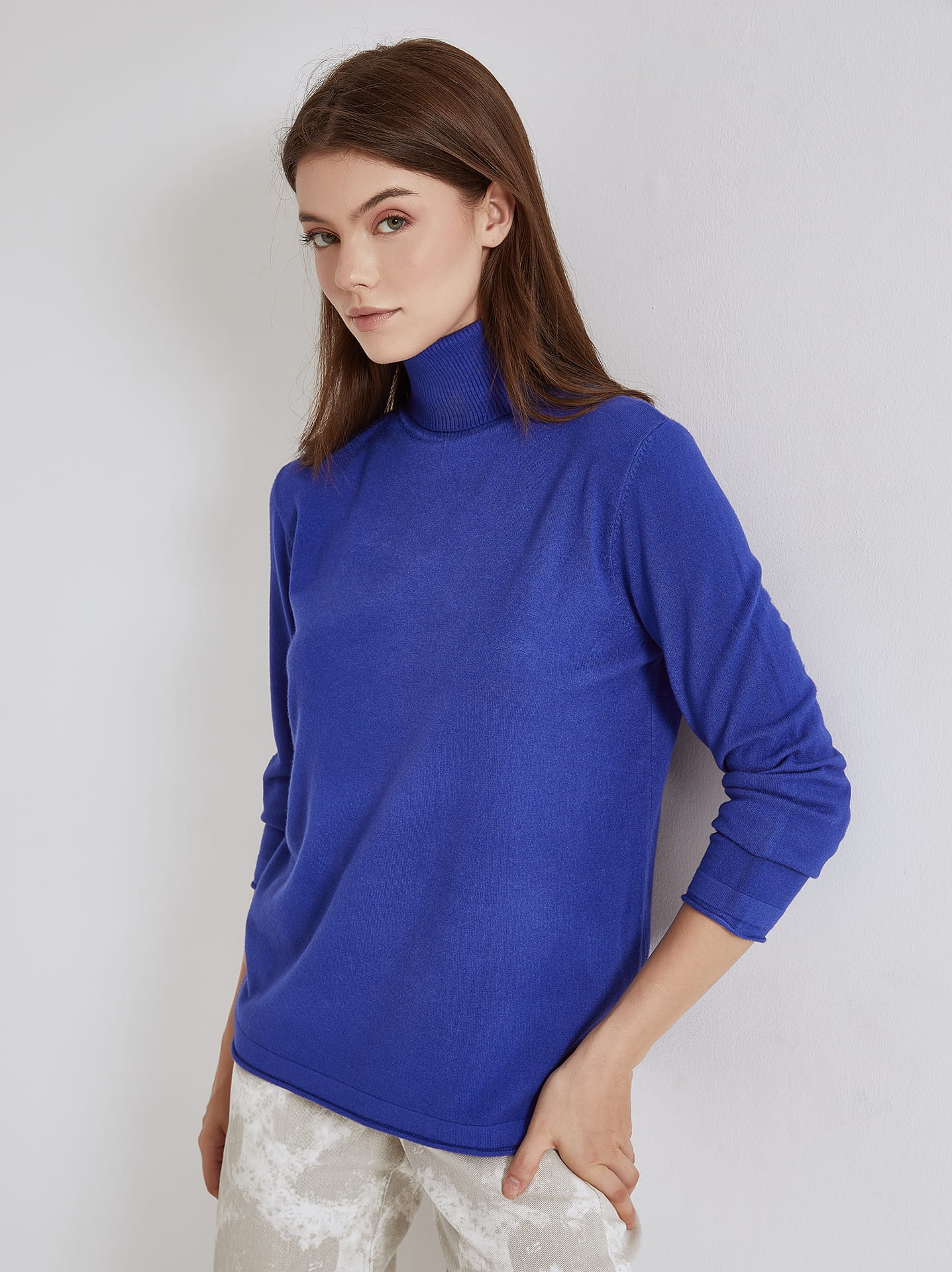 Turtleneck with soft touch in electric blue 16.99 Celestino