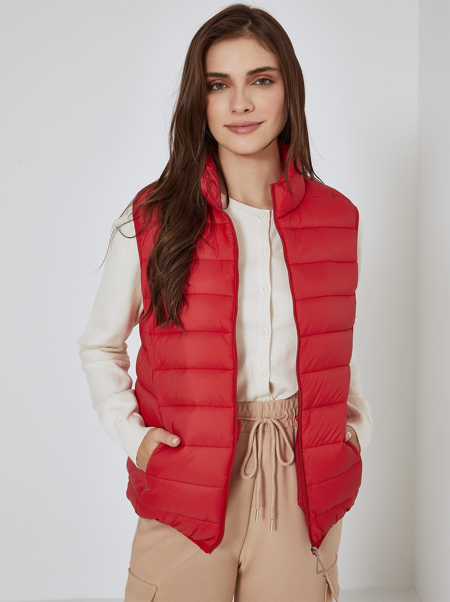 Reversible Tie Front Quilted Jacket Vest