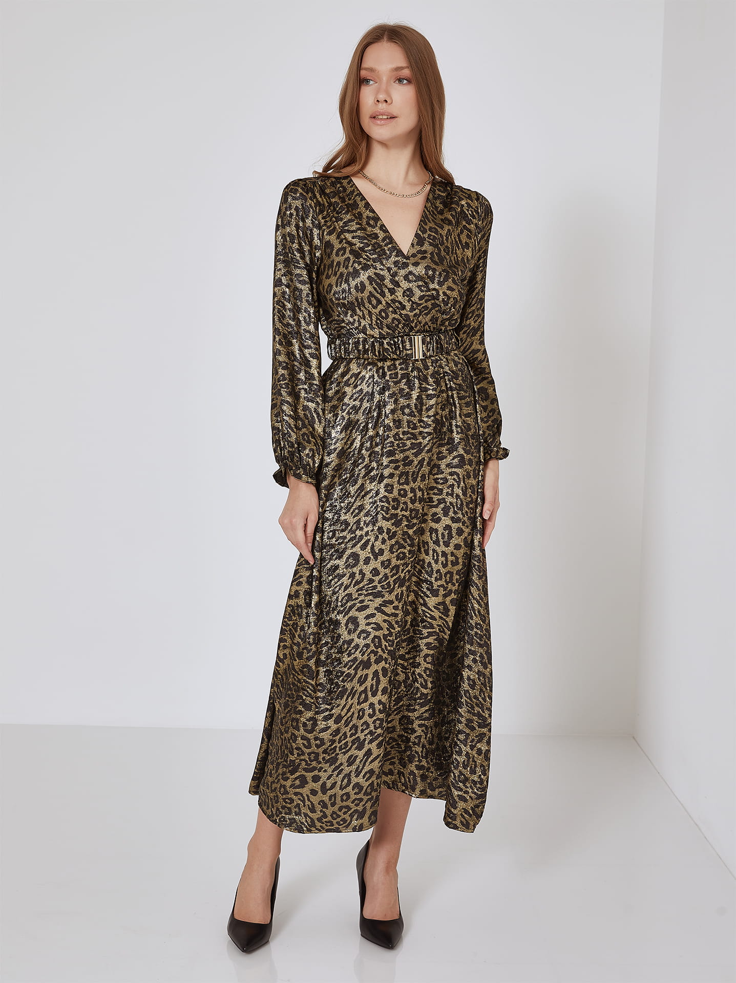 Metallic leopard print dress hotsell