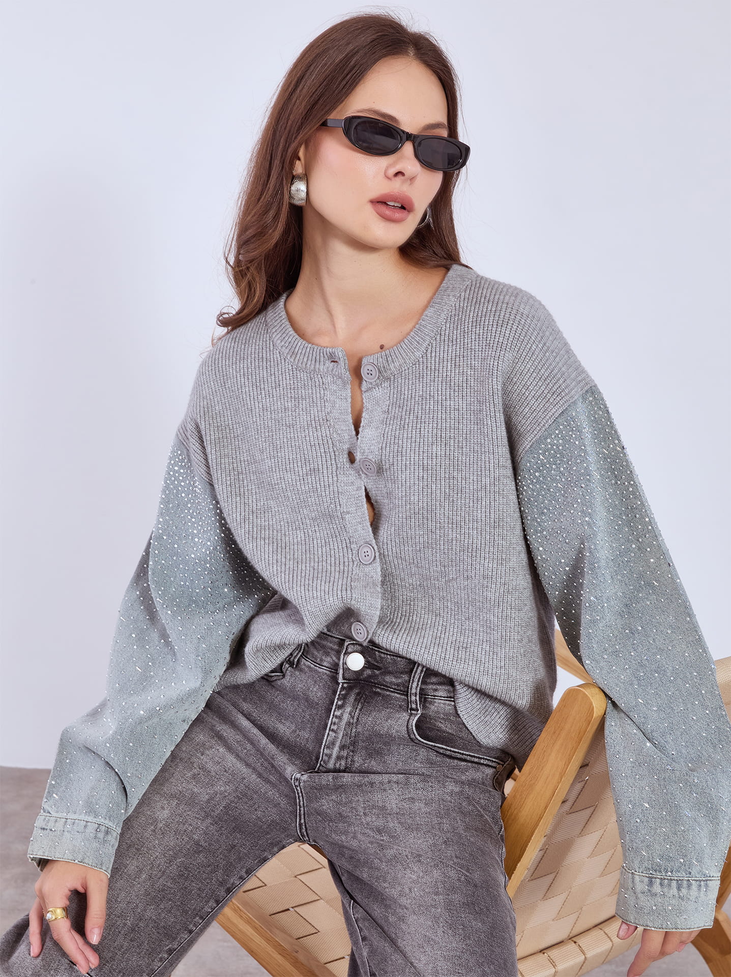 jeanasis 【eL+1】Graffiti Cardigan ネイビー Hand Knit