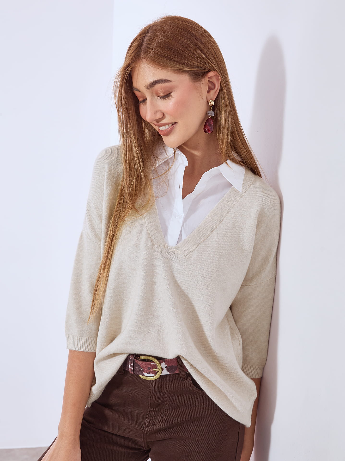 white christmas dresses Oatmeal Cashmere Touch Australian Merino Quarter Zip Sweater 3XL