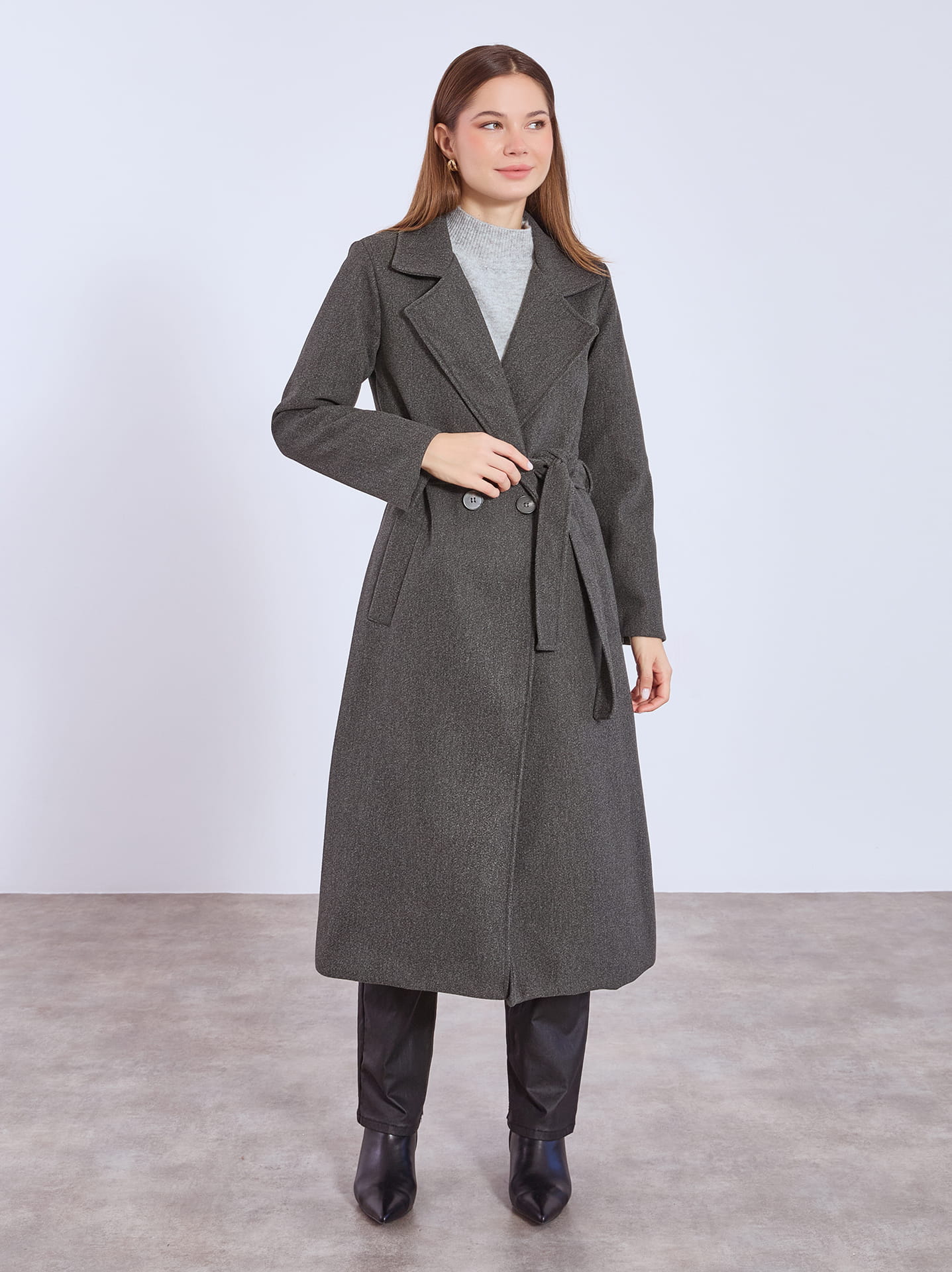 Παντελόνι δερματίνης με μάλλινο παλτό