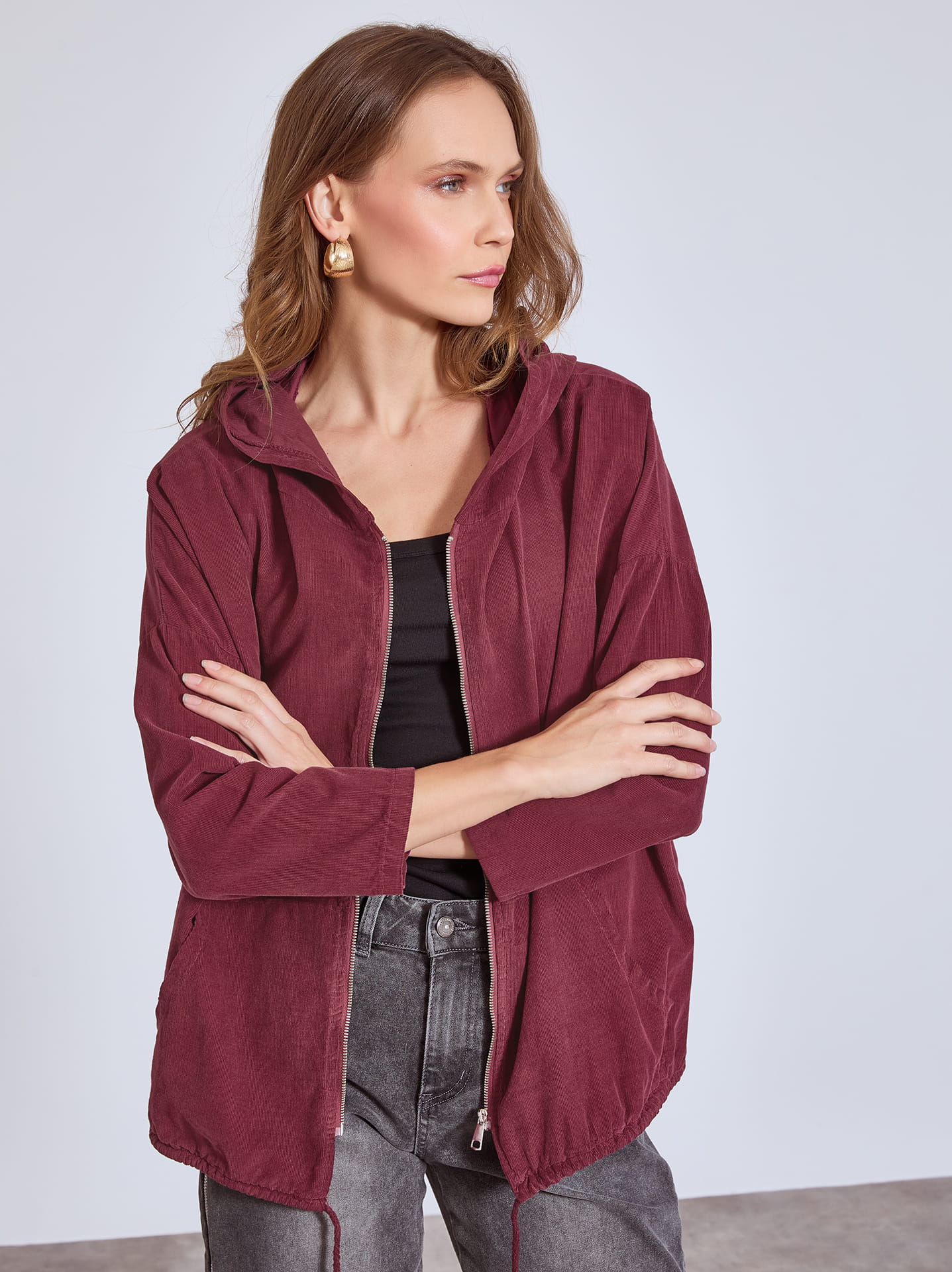 Cardigan cotton conduroy in wine red, 29.99€ | Celestino