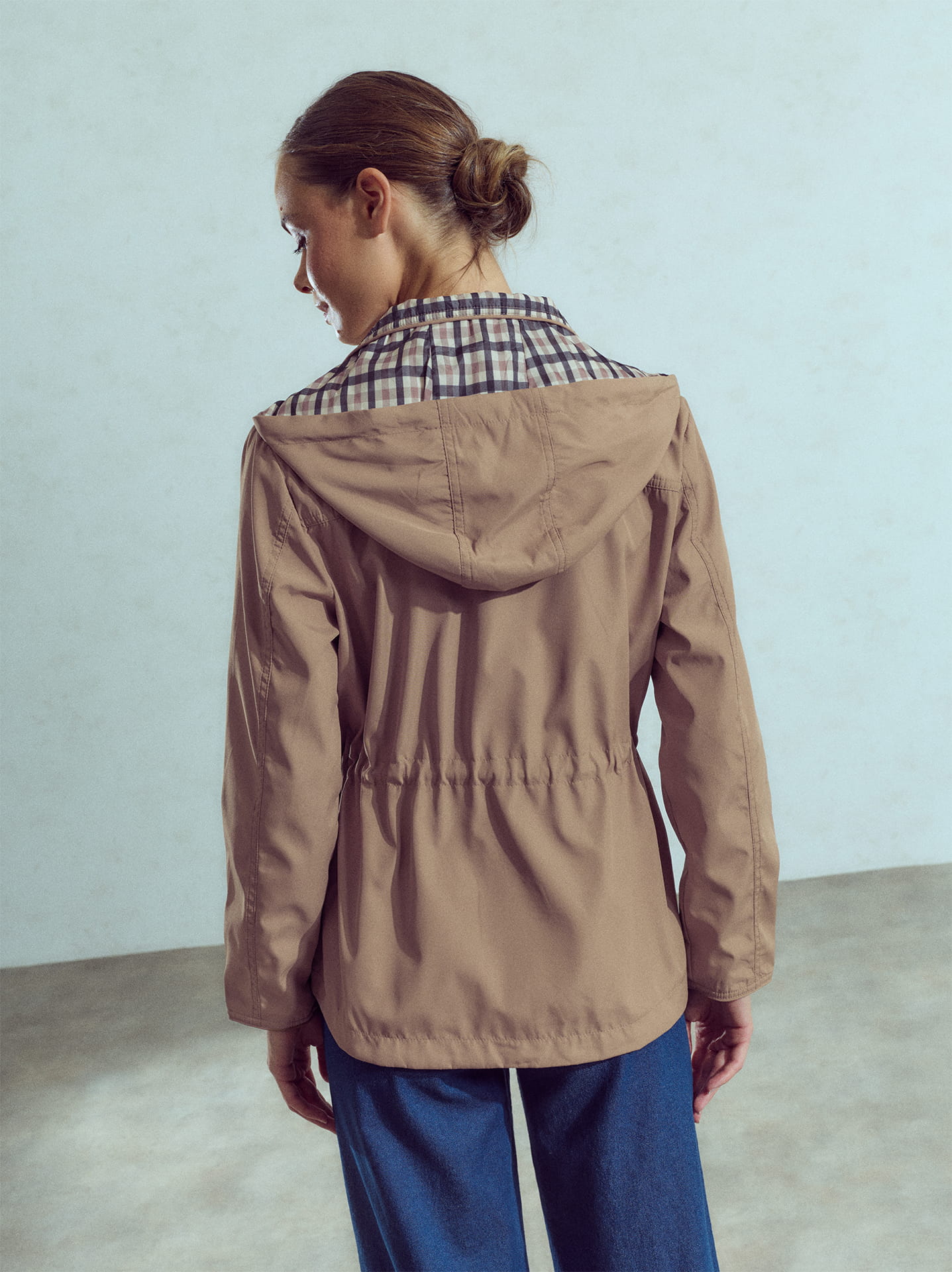Reversible jacket with a plaid side in light brown, 39.99€ | Celestino